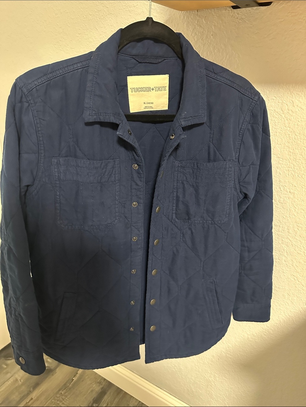 Tucker + Tate Quilted Snap-Front Jacket in Navy Blue xl